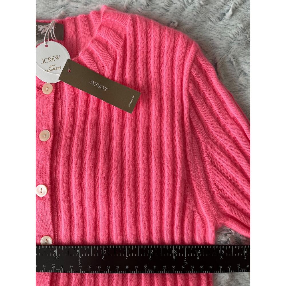 J.Crew 100% Cashmere Cardigan NWT Women's S Pink Ribbed Button Front Sweater Lux - Picture 7 of 7